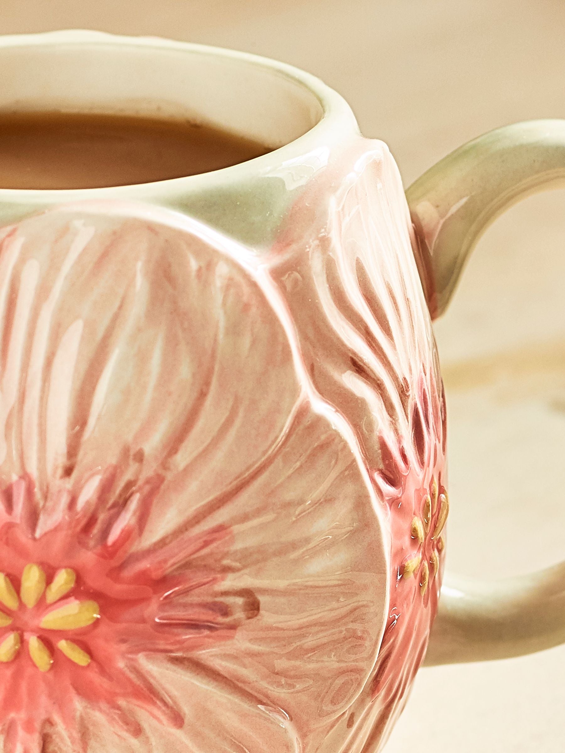 Pink Flower Textured Mug
