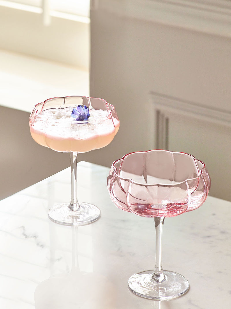 Ottilie pink coupe glasses set of 2 (British brand)