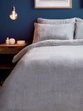 Silentnight Silver Borg Fleece Cosy Teddy Duvet Cover and Pillowcase Set