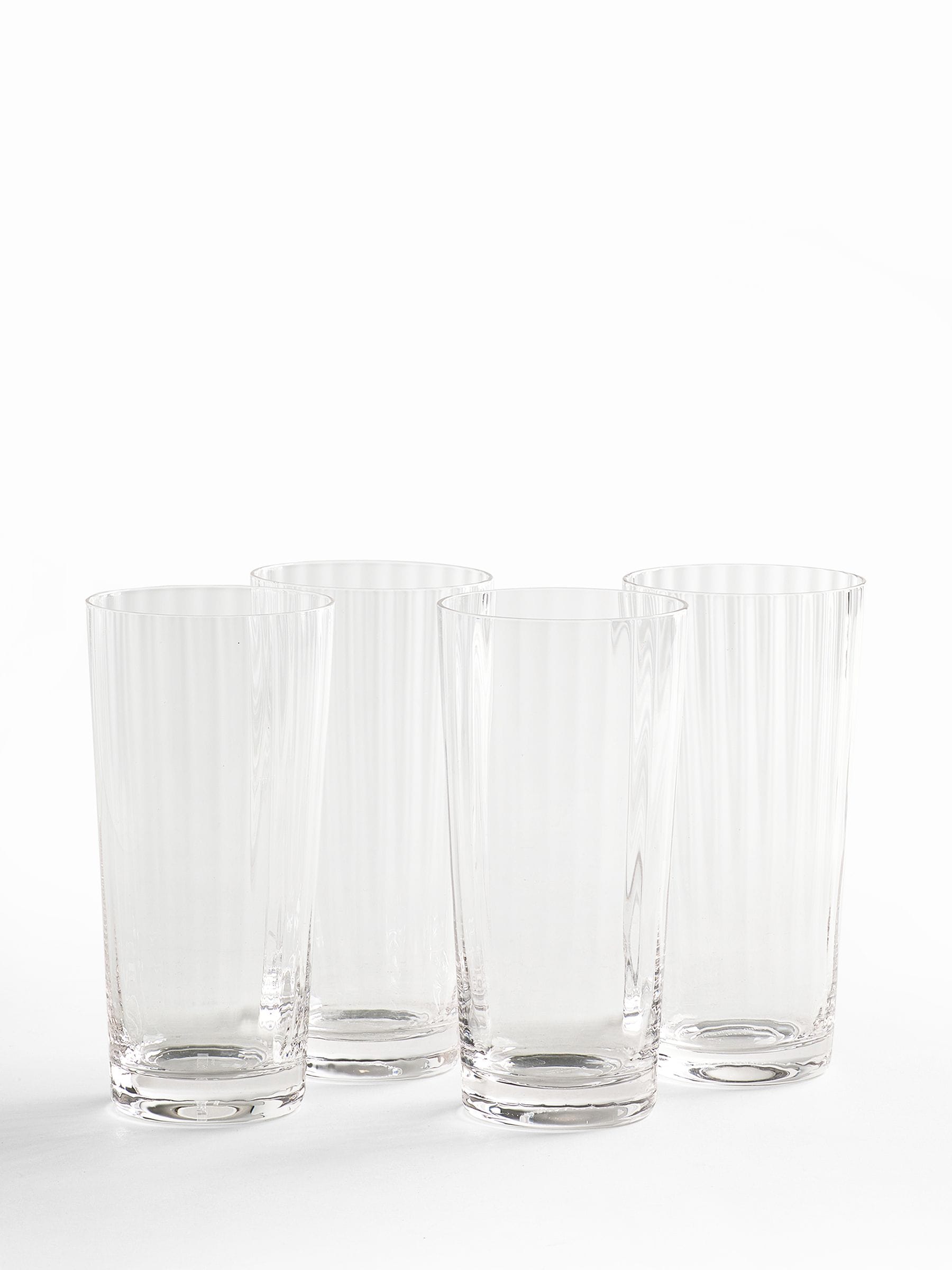 Jasper Conran London clear fluted tall tumbler glasses 15cm height set of 4, UK version