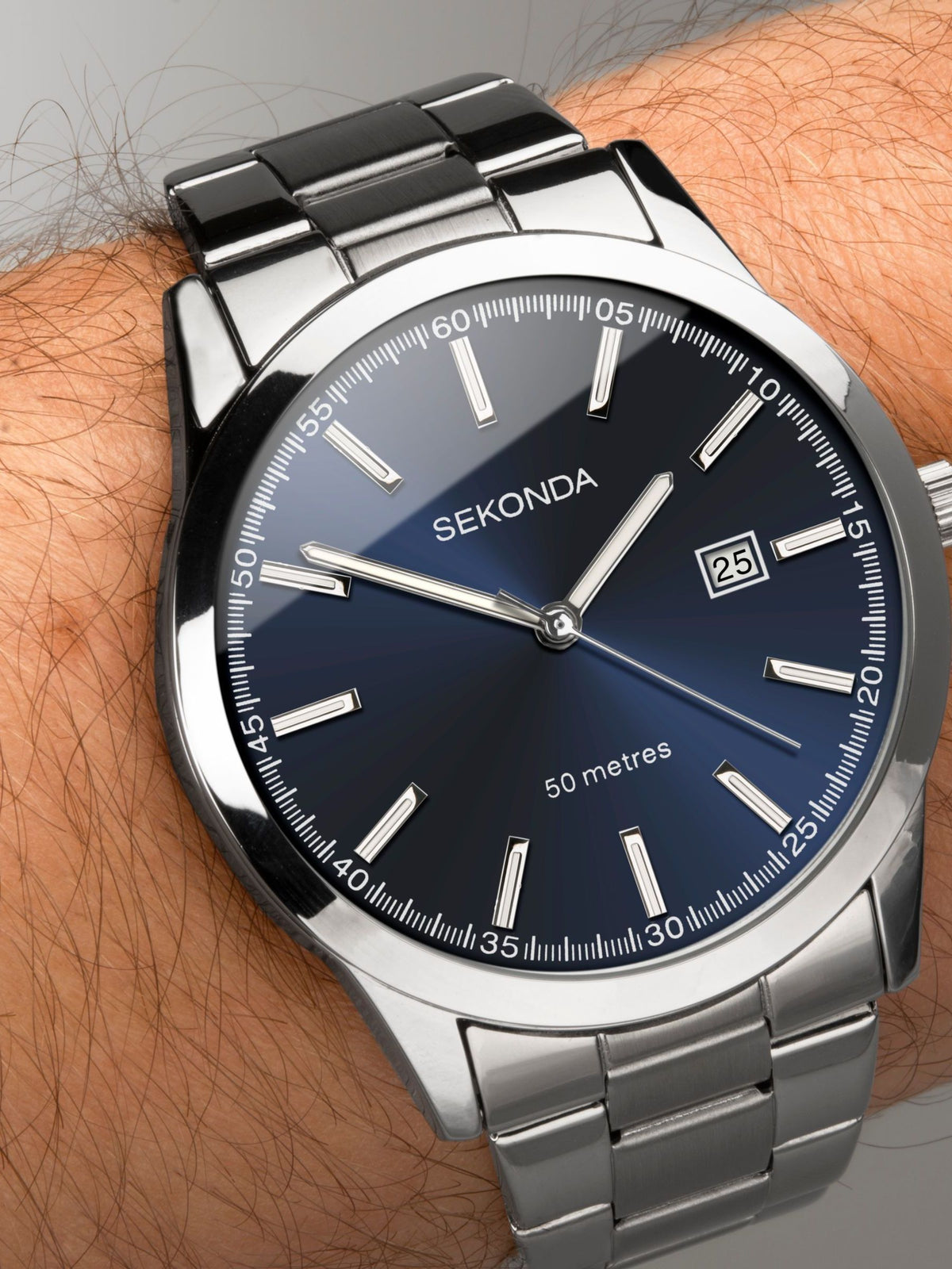 Sekonda Gents Watch stainless steel silver blue dial (British brand)