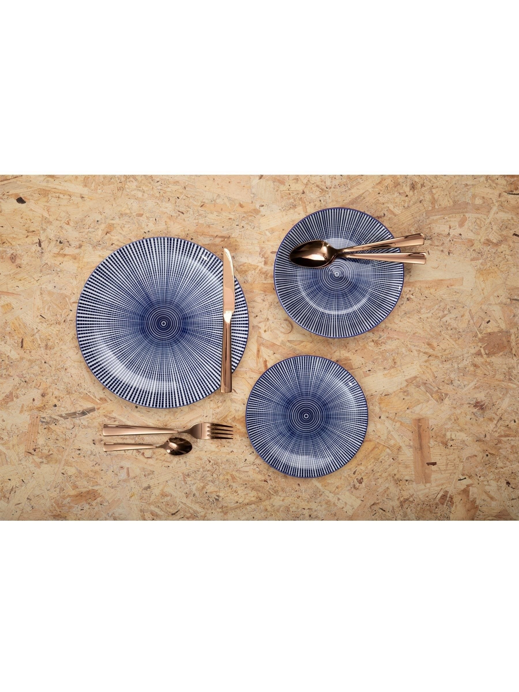 Interiors by Premier Blue/White Maya Dinner Set