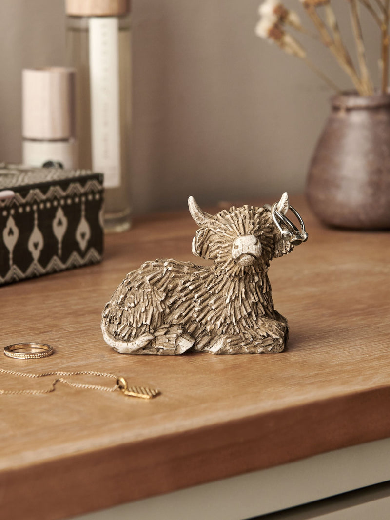 Hamish the Highland Cow ring holder 4.5cm height, imported from the UK