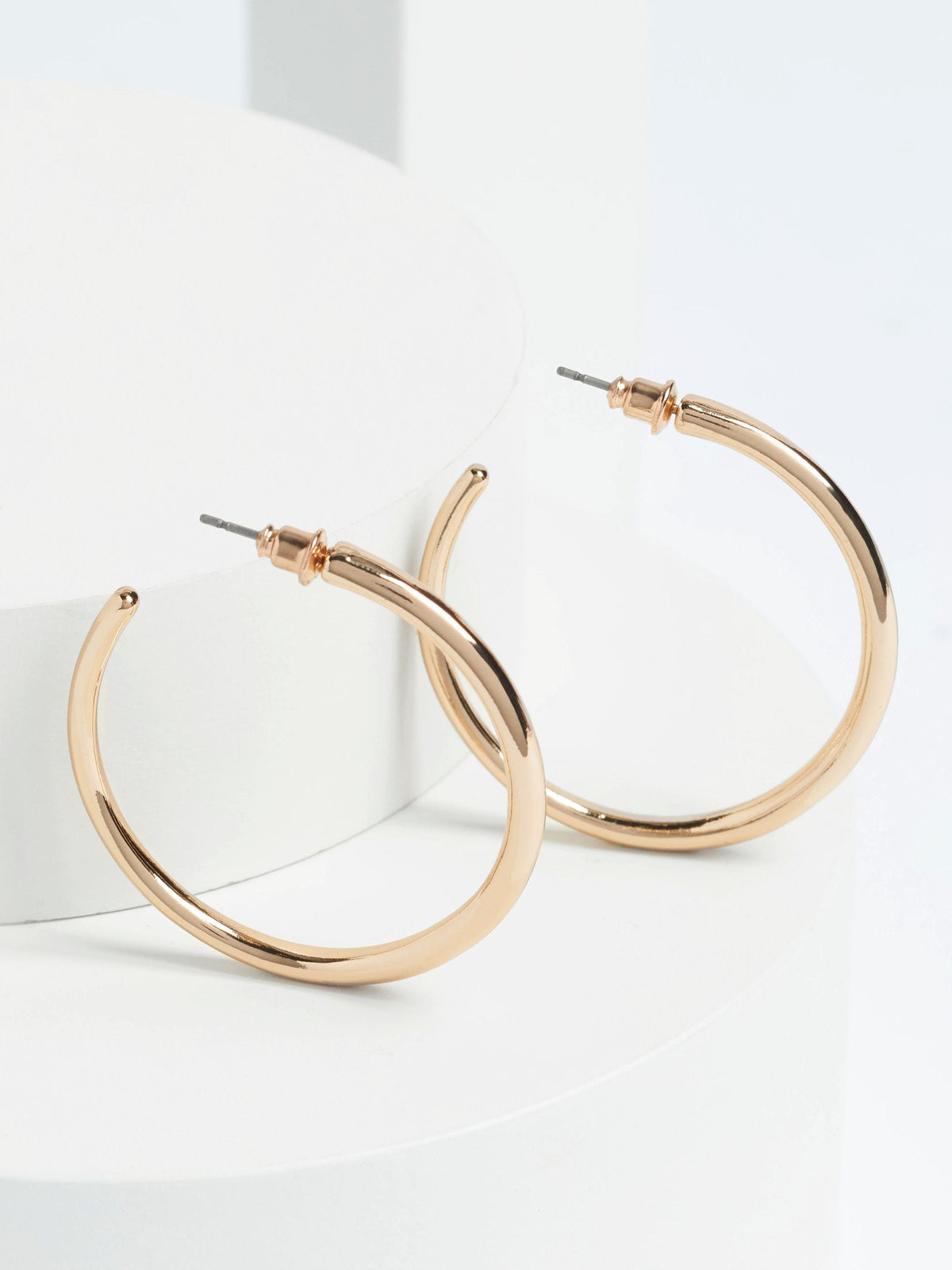 Gold Tone Taper Hoop Earrings