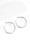 Silver Tone Taper Hoop Earrings with Screw Back Fastening