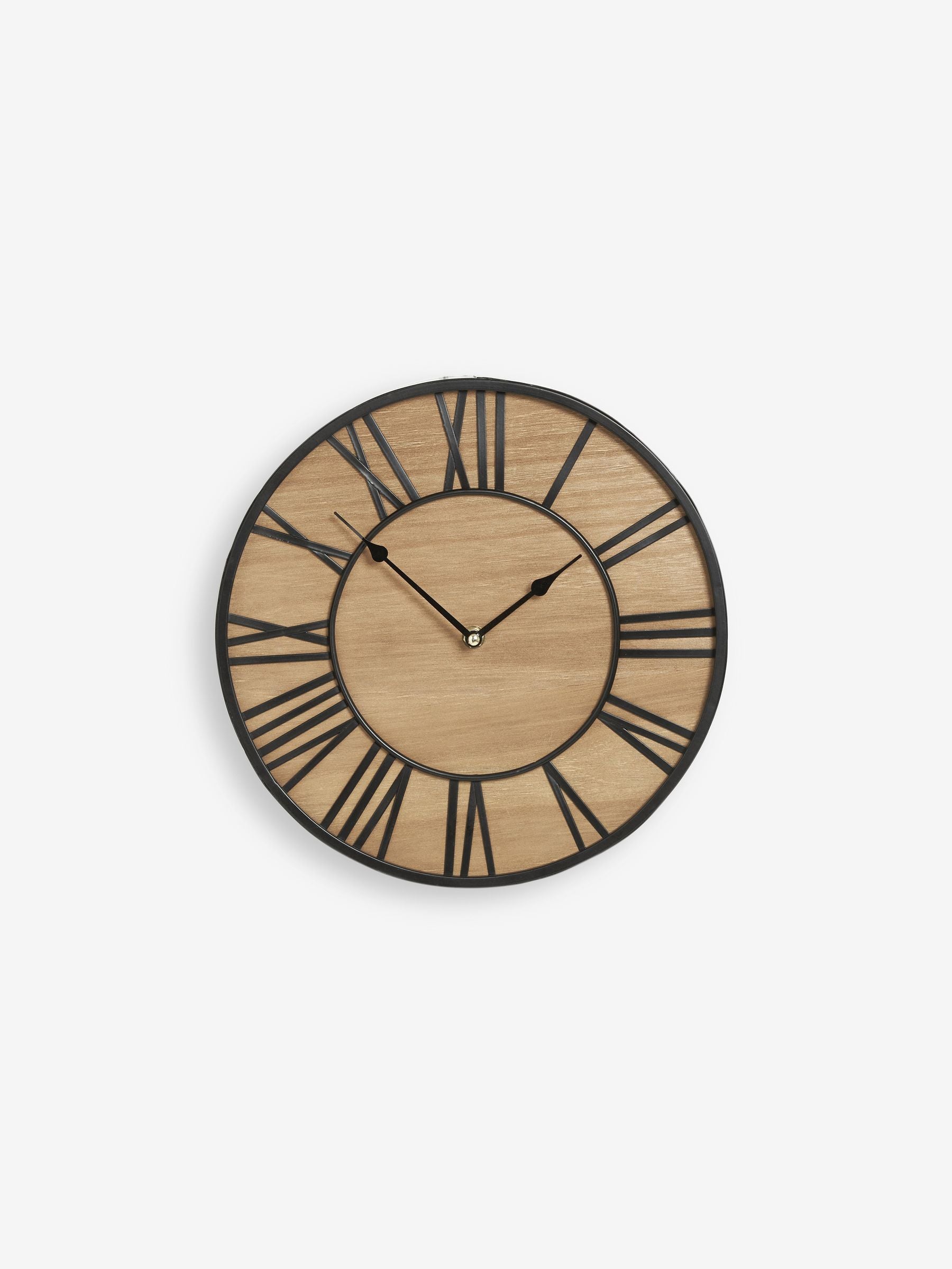 Natural black Bronx wooden wall clock 30cm, imported from the UK