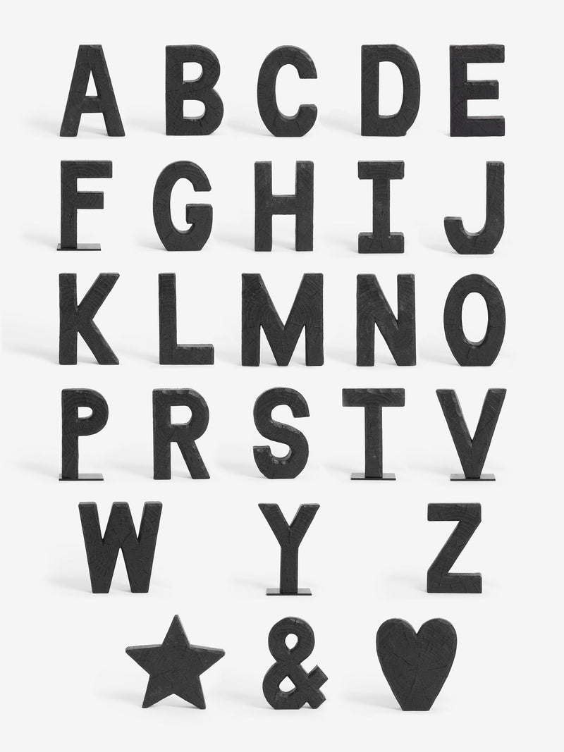 Bronx small black wood effect alphabet ornament 20cm (British brand)