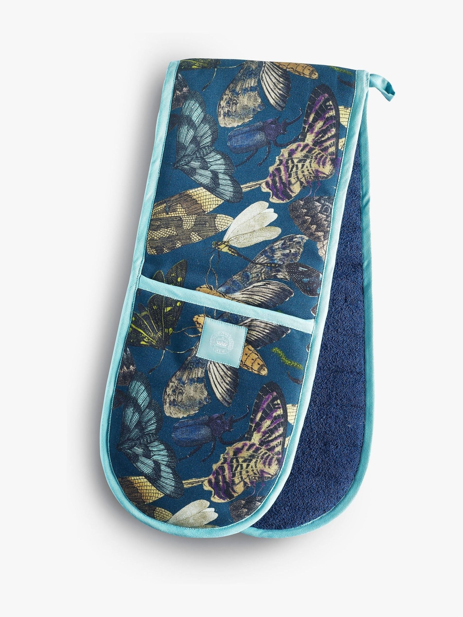 Kew Gardens Blue 100% Cotton Double Oven Glove