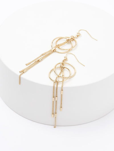 Gold Tone Circle Chain Drop Fashion Earrings