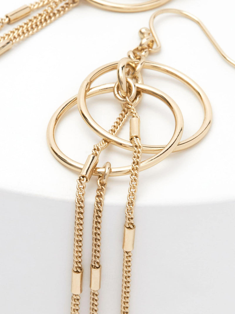 Gold tone circle chain drop earrings, UK version