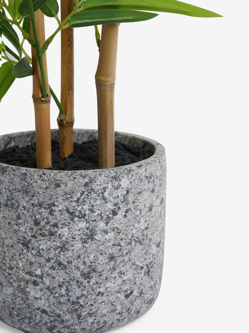 Green Artificial Bamboo Tree Plant In Concrete Pot