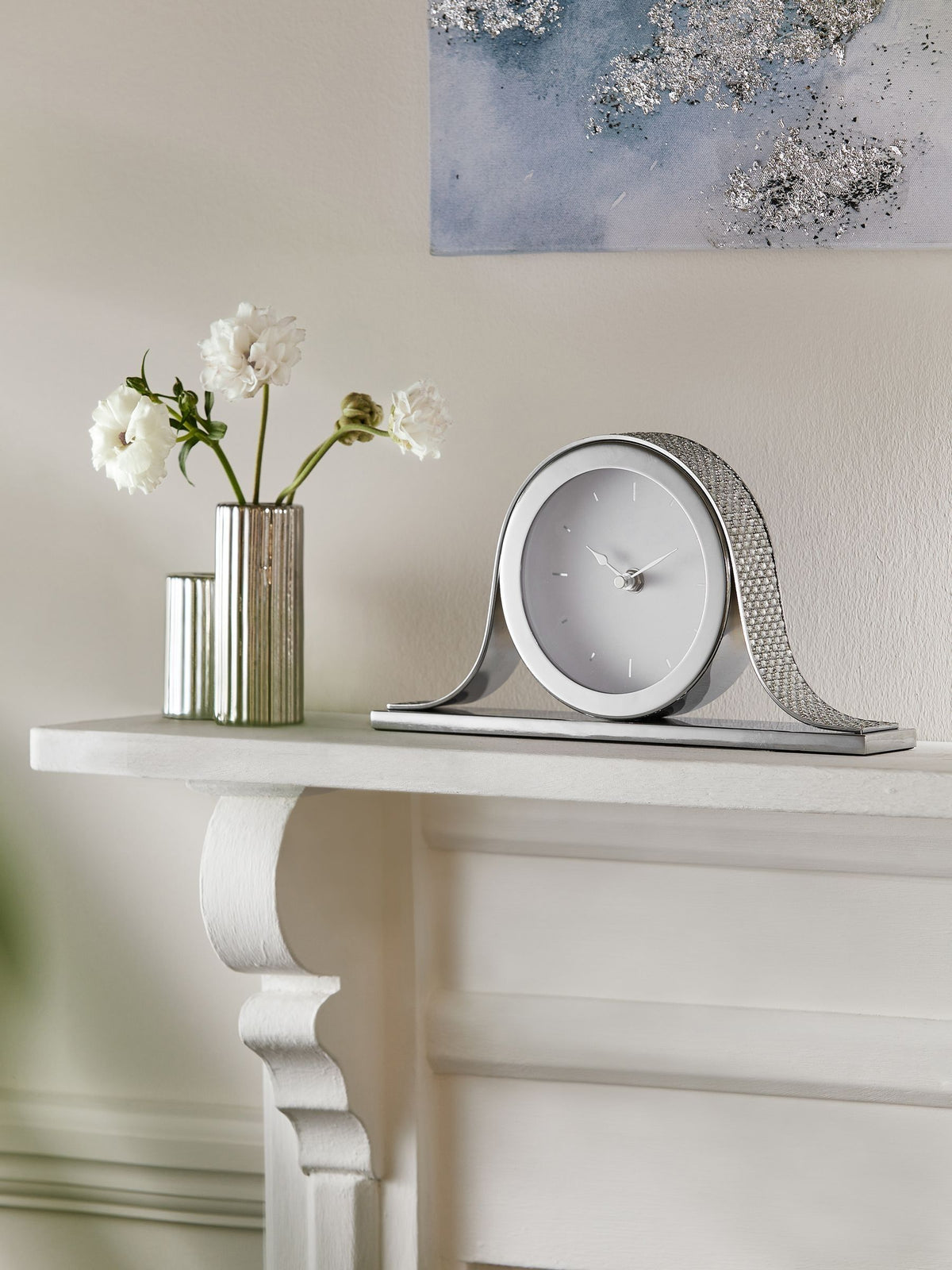 Silver Ella Mantel Clock (British brand)