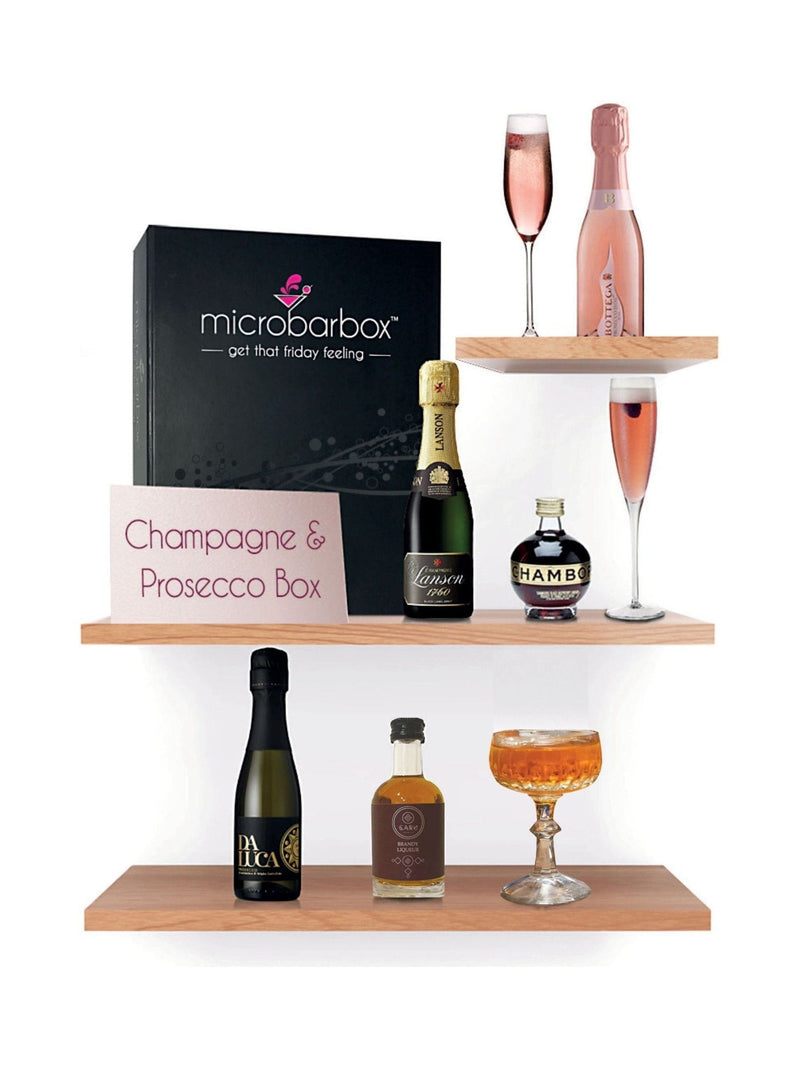MicroBarBox Champagne & Prosecco Cocktail Set gift box, imported from the UK