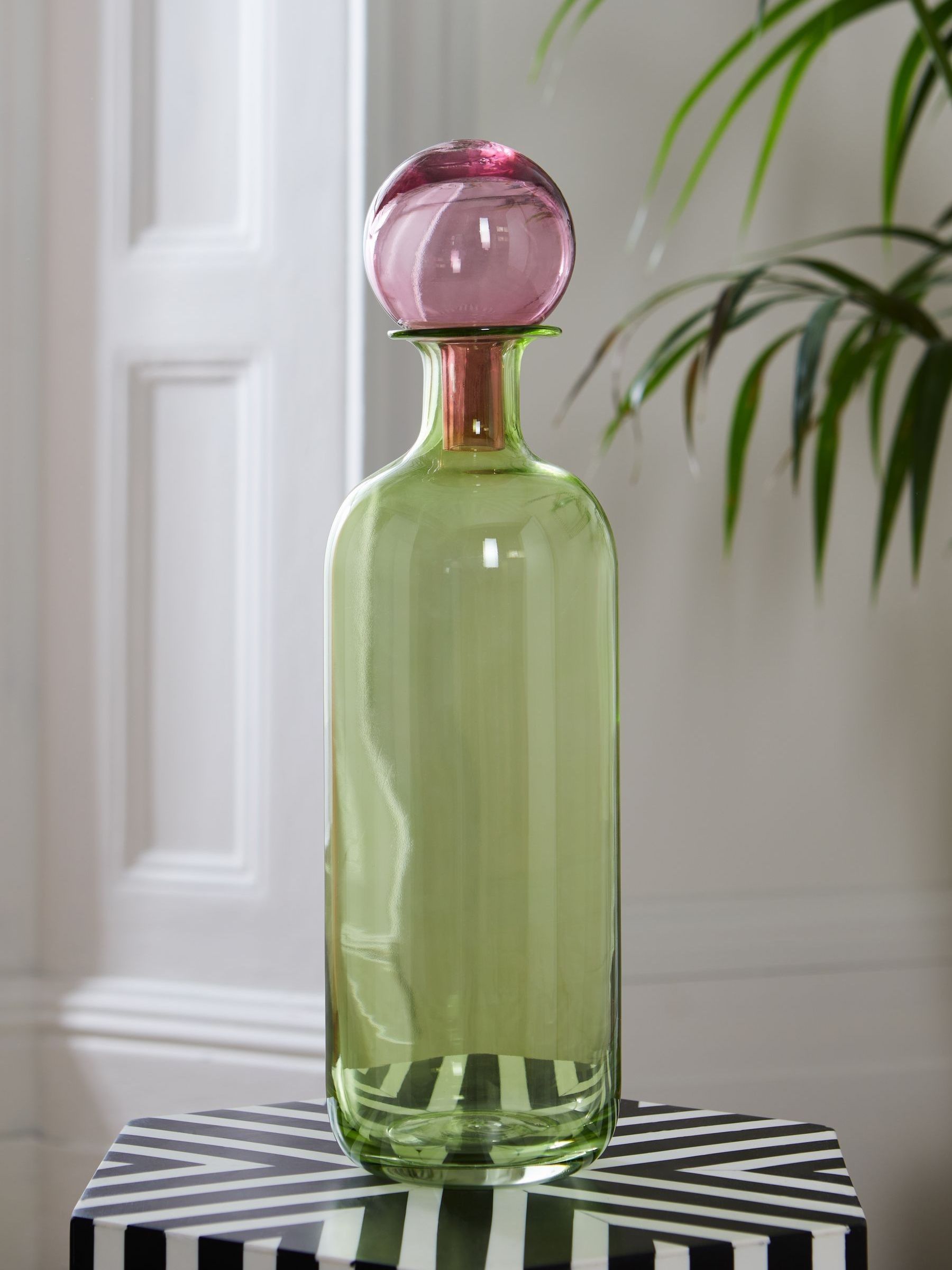 Rockett St George green/pink apothecary bottle 43cm, imported from the UK