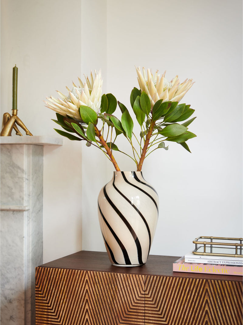 Rockett St George white/black swirl glass vase imported from the UK