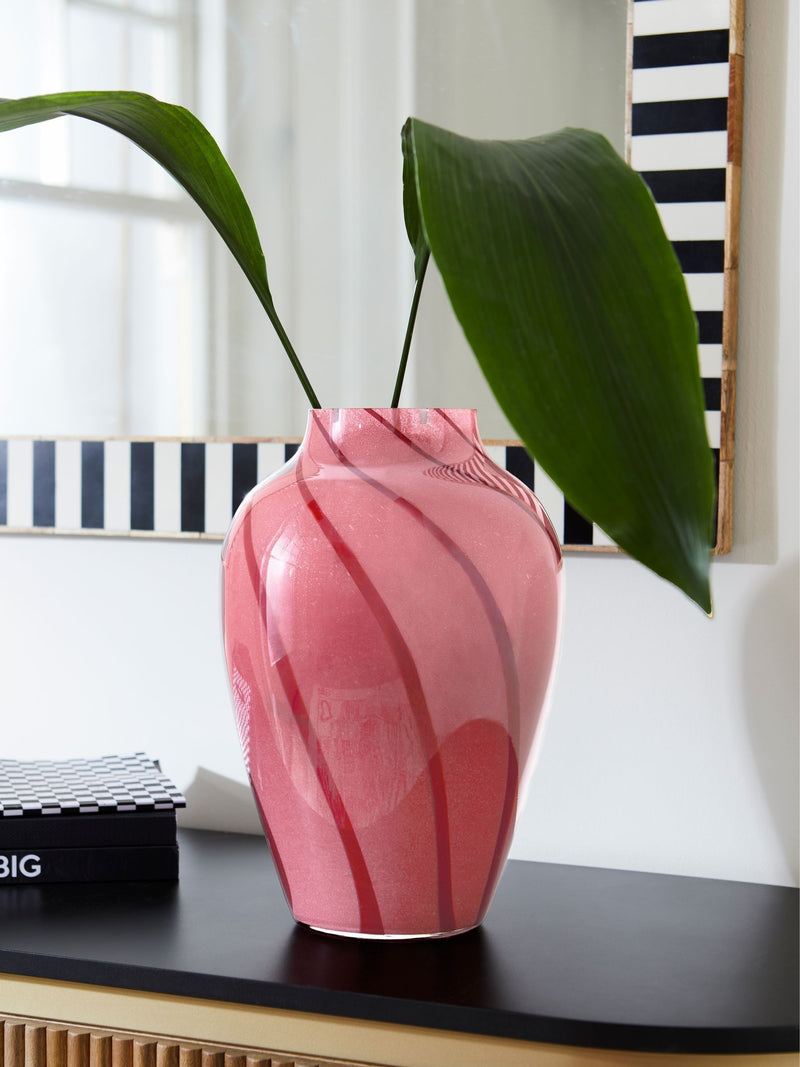 Rockett St George Pink Swirl Vase 33cm, imported from the UK