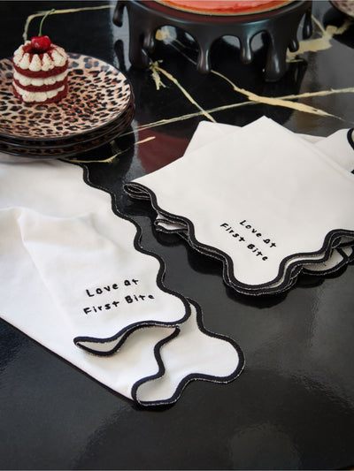 Rockett St George Black/White First Bite Cotton Napkins Set of 4