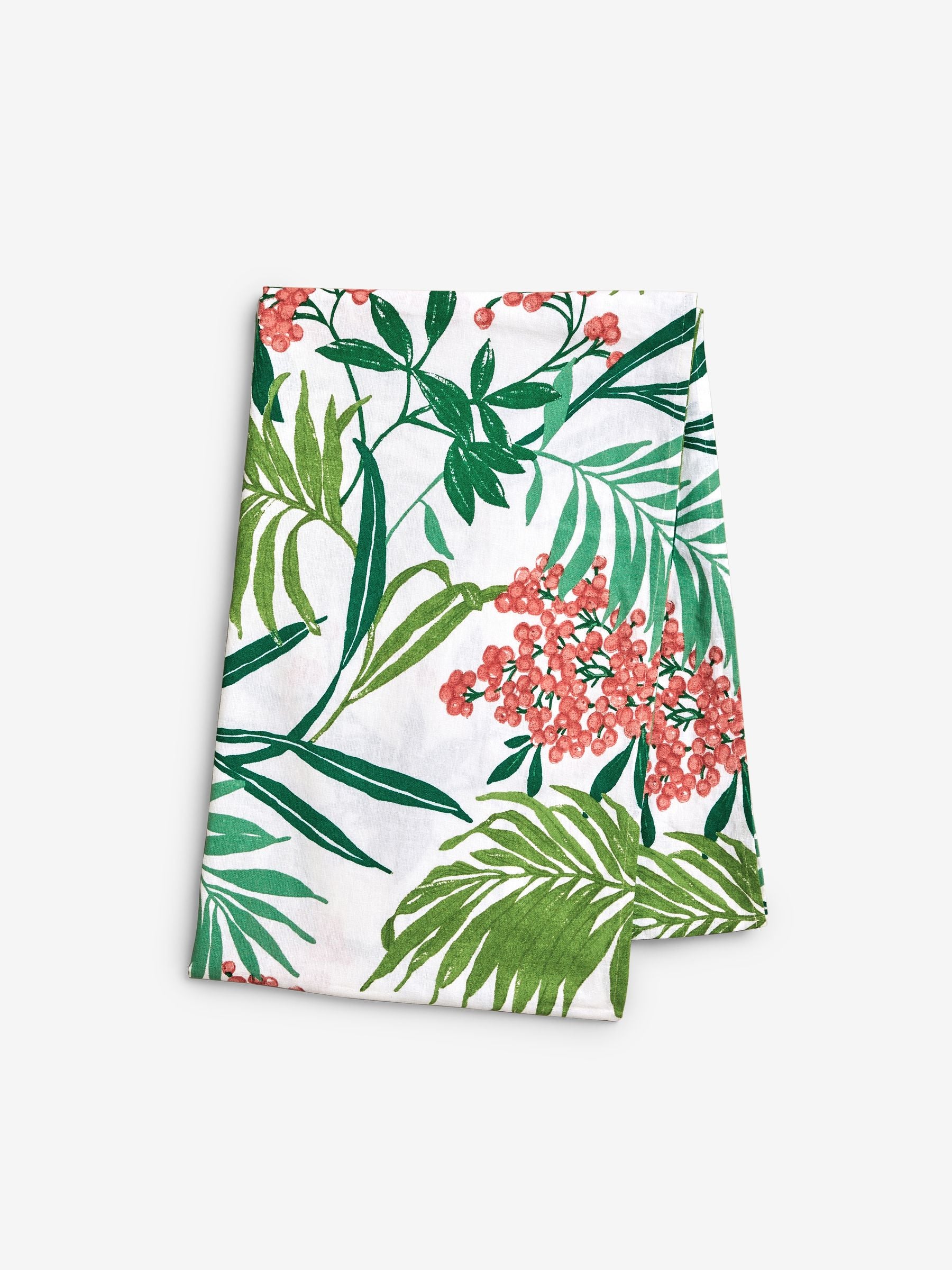 Nina Campbell palm and berry print wipe-clean tablecloth in small and large sizes, imported from the UK