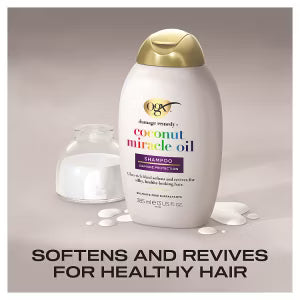 OGX Damage Remedy+ Coconut Oil Shampoo bottle 385ml, imported from the UK