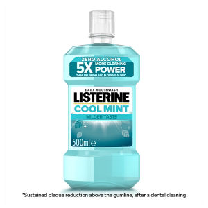 Listerine Milder Taste Cool Mint mouthwash 500ml, UK version