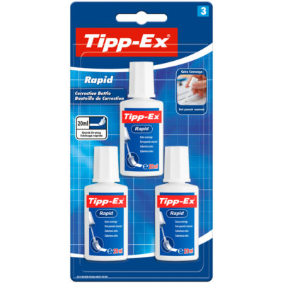 Tipp-Ex Rapid correction fluid quick-dry liquid pack of 3 (British brand)