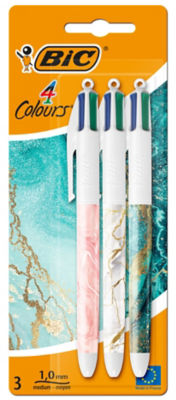 BIC 4 Colours Marble Ballpoint Pens Pack of 3