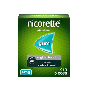 Nicorette 4mg gum original flavour 210 pieces, imported from the UK