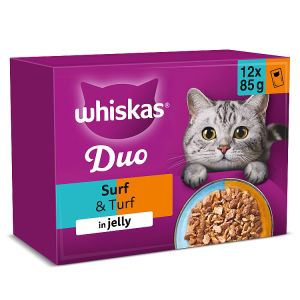 Whiskas DUO Surf & Turf Wet Cat Food Pouches in Jelly 12 x 85g