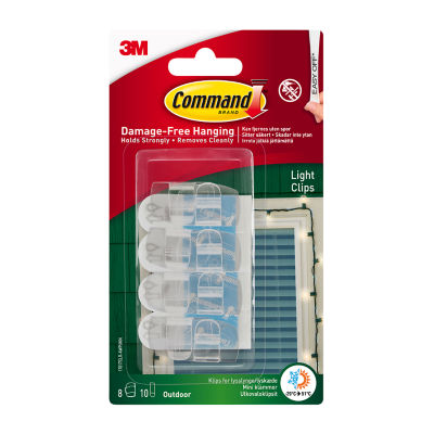 Command Clear Outdoor Light Clips with foam strips - British product