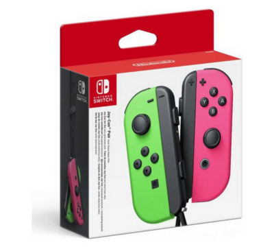 Nintendo Switch Joy-Con controller pair neon green and neon pink, imported from the UK