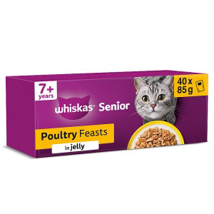 Whiskas senior poultry wet cat food pouches 40 x 85g (British brand)