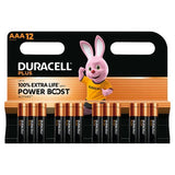Duracell Plus AAA alkaline batteries 12 pack - British product