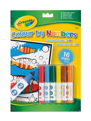 Crayola Colour by Numbers Colouring Book with Mess-Free Markers Age 3+