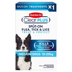 Bob Martin Clear Plus Spot-On Solution for Medium Dogs Flea and Tick Treatment 1 Pipette