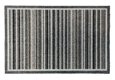 Recycled Washable Doormat Greige Stripe