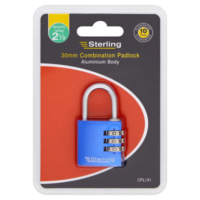 Sterling Combination Padlock 30mm Anodised Aluminium (British brand)