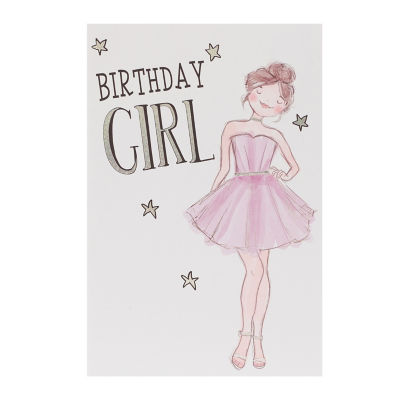 George girl in dress birthday card 136x209, UK version