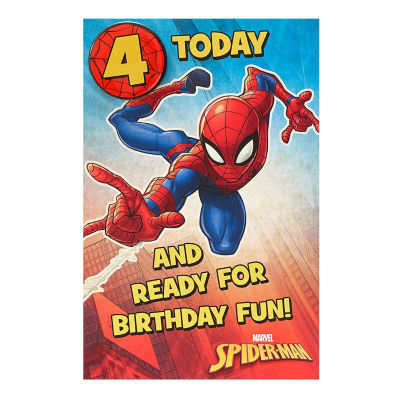 Marvel Spider-Man Age 4 Birthday Card British Greeting Card 210 x 137mm