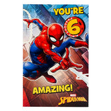 Marvel Spider-Man 6th birthday card 137mm x 210mm, imported from the UK