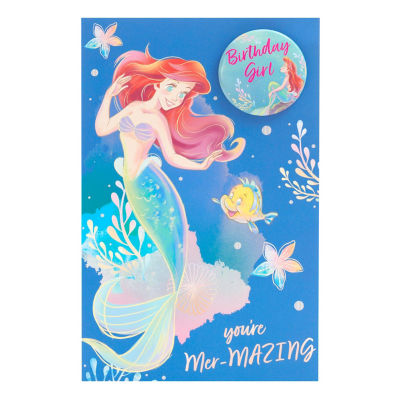 Disney Little Mermaid Birthday Card Badge 21.6 x 14.3cm - British product