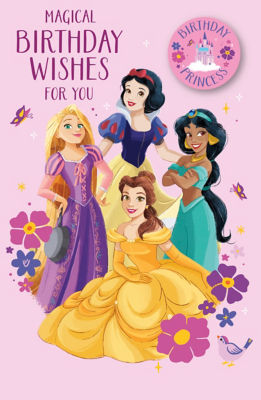 Disney Princess birthday card with badge 55 x 235 - British product