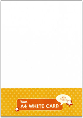ASDA white A4 craft card pack 20 pack - British product