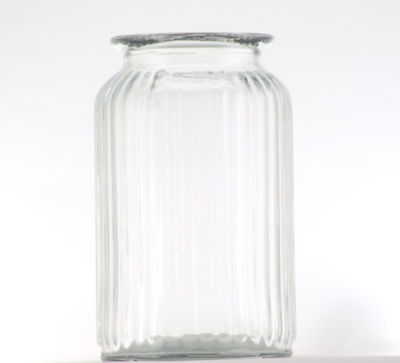George Home clear glass ribbed vase 11x11x18.3 cm, UK version
