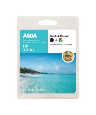 ASDA HP301XL Black & Colour Ink Cartridges - British product