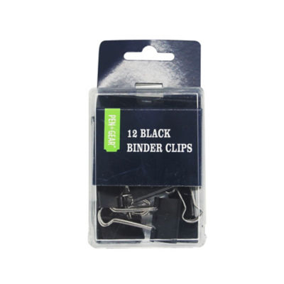 Pen & Gear black binder clips 12 pack, imported from the UK
