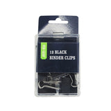 Pen & Gear black binder clips 12 pack, imported from the UK
