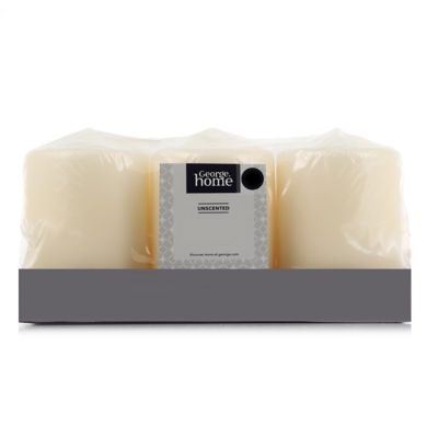 George Home unscented cream pillar candles 6 x 267g, UK version