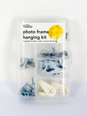 George home frame kit with hooks, nails, screws, and string - British product
