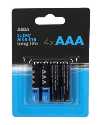 ASDA Super Alkaline AAA Batteries 4 Pack - British product