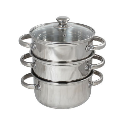 George Home Stainless Steel 3 Tier Kitchen Steamer